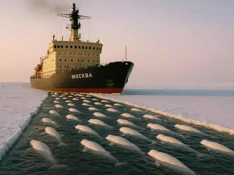 Съветският ледоразбивач „Москва“ спасява хиляди Белуги