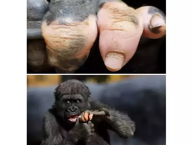 Горила с различно оцветяване на пръстите